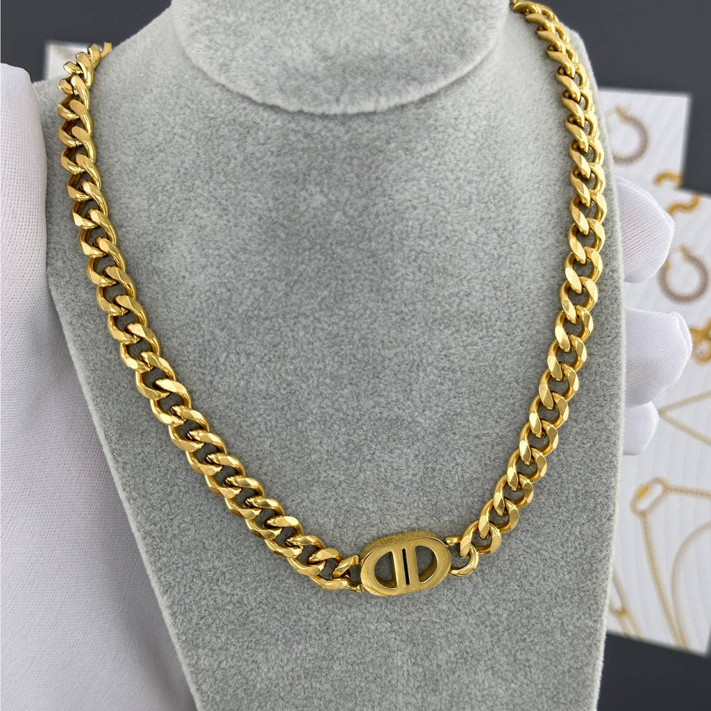 18K Gold Plated Stainless Steel Joined D Necklace