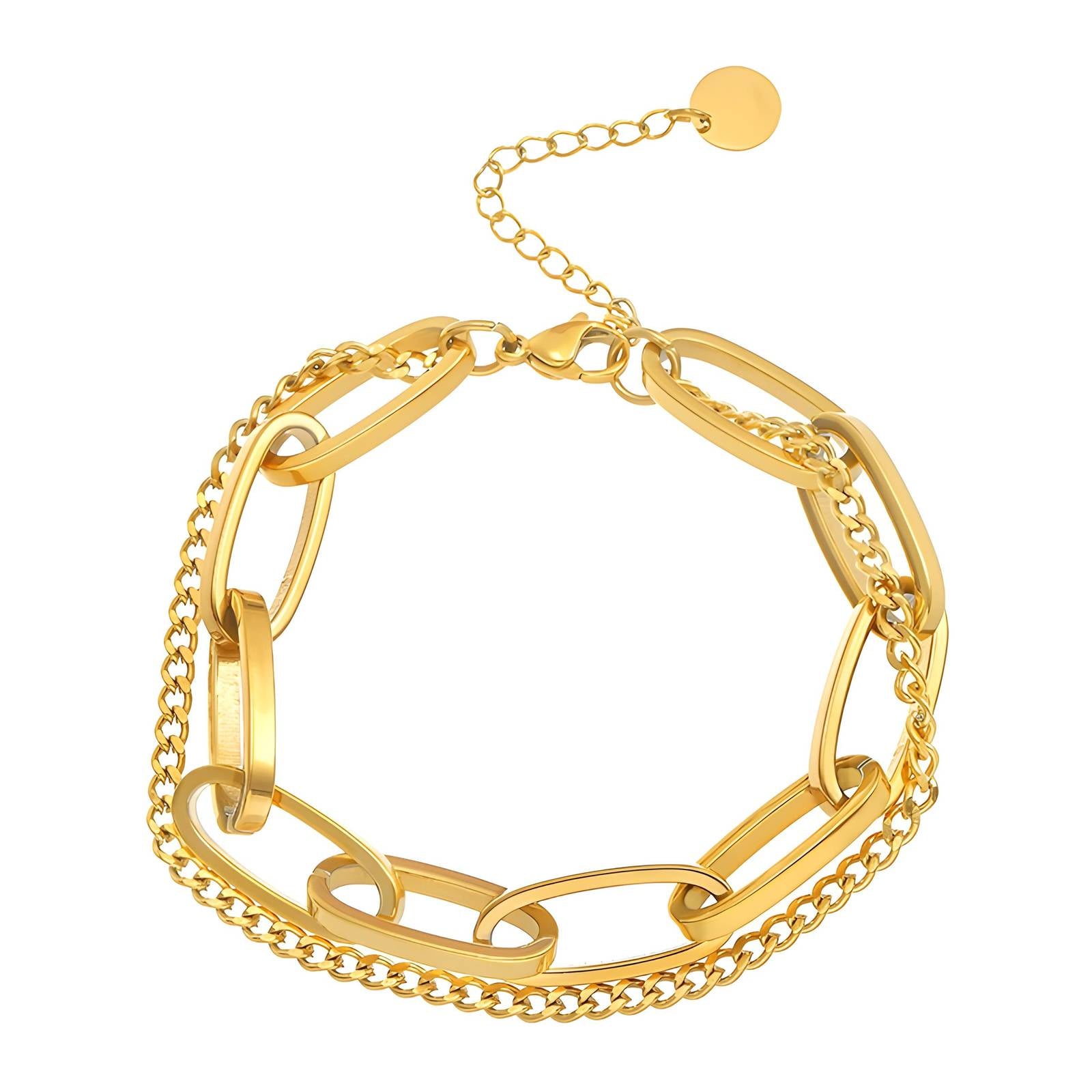 18K Gold Plated Stainless Steel Link And Chain Bracelet