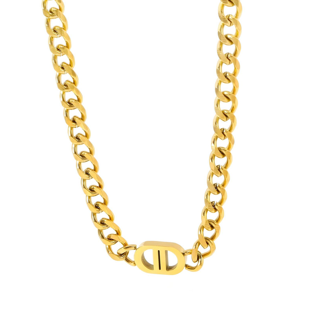 18K Gold Plated Stainless Steel Joined D Necklace