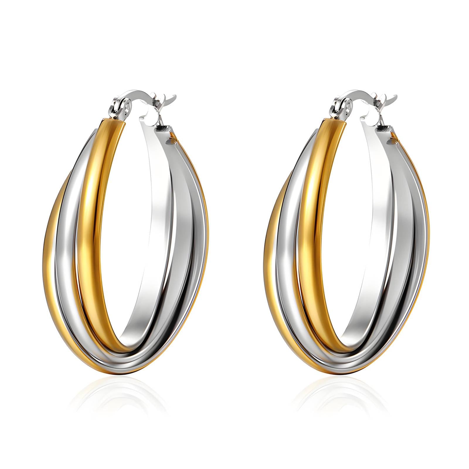 Hoop Stainless Steel and 18K Gold Plated Earrings