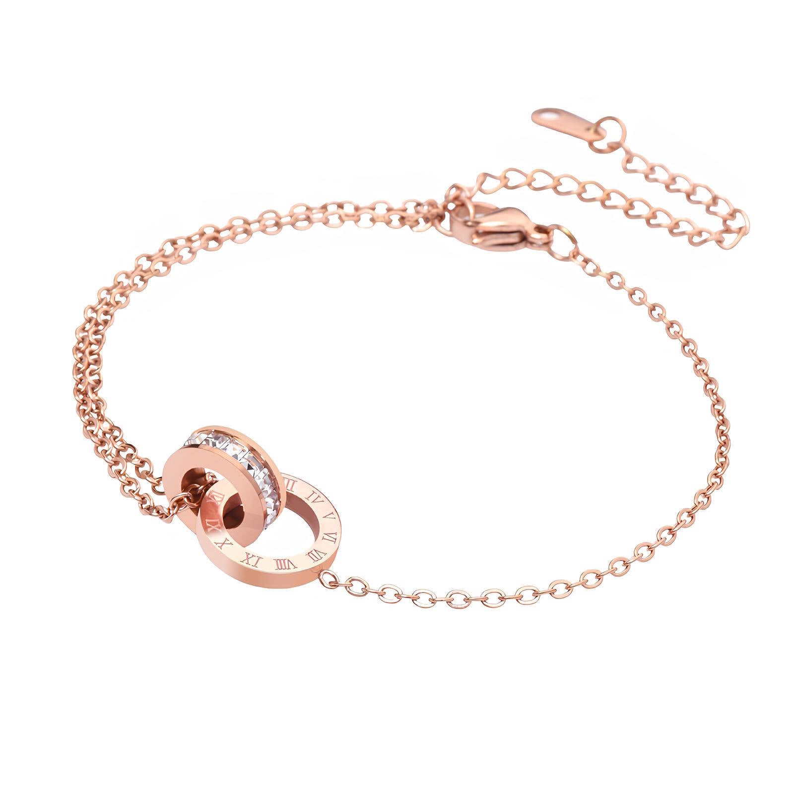 18K Rose gold cz Joined O Anklet or Bracelet for larger wrist