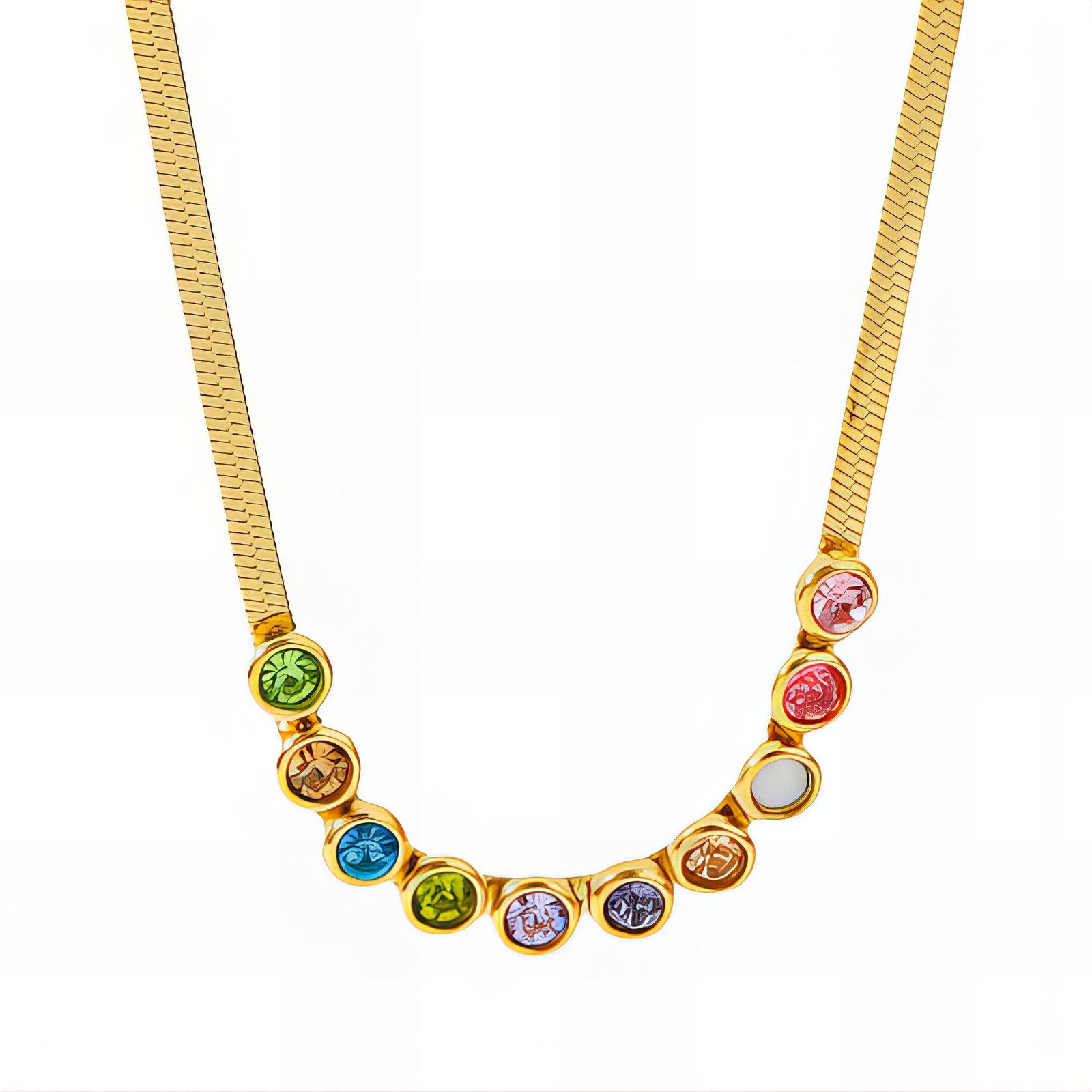 Colorful CZ 18K Gold Plated Necklace