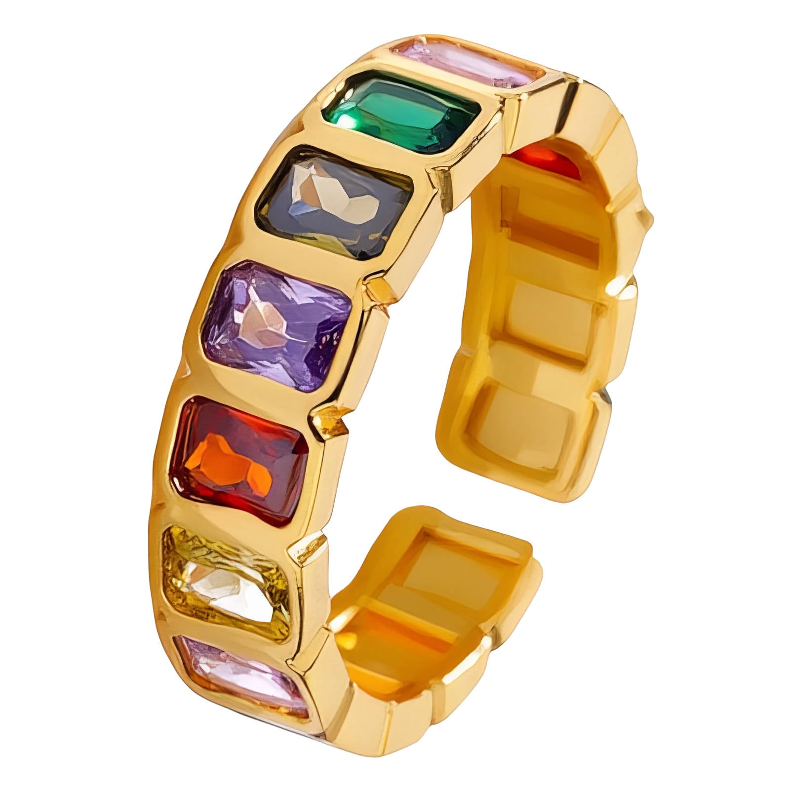 18K Gold Plated Stainless Steel Darker Multi-Color Adjustable ring