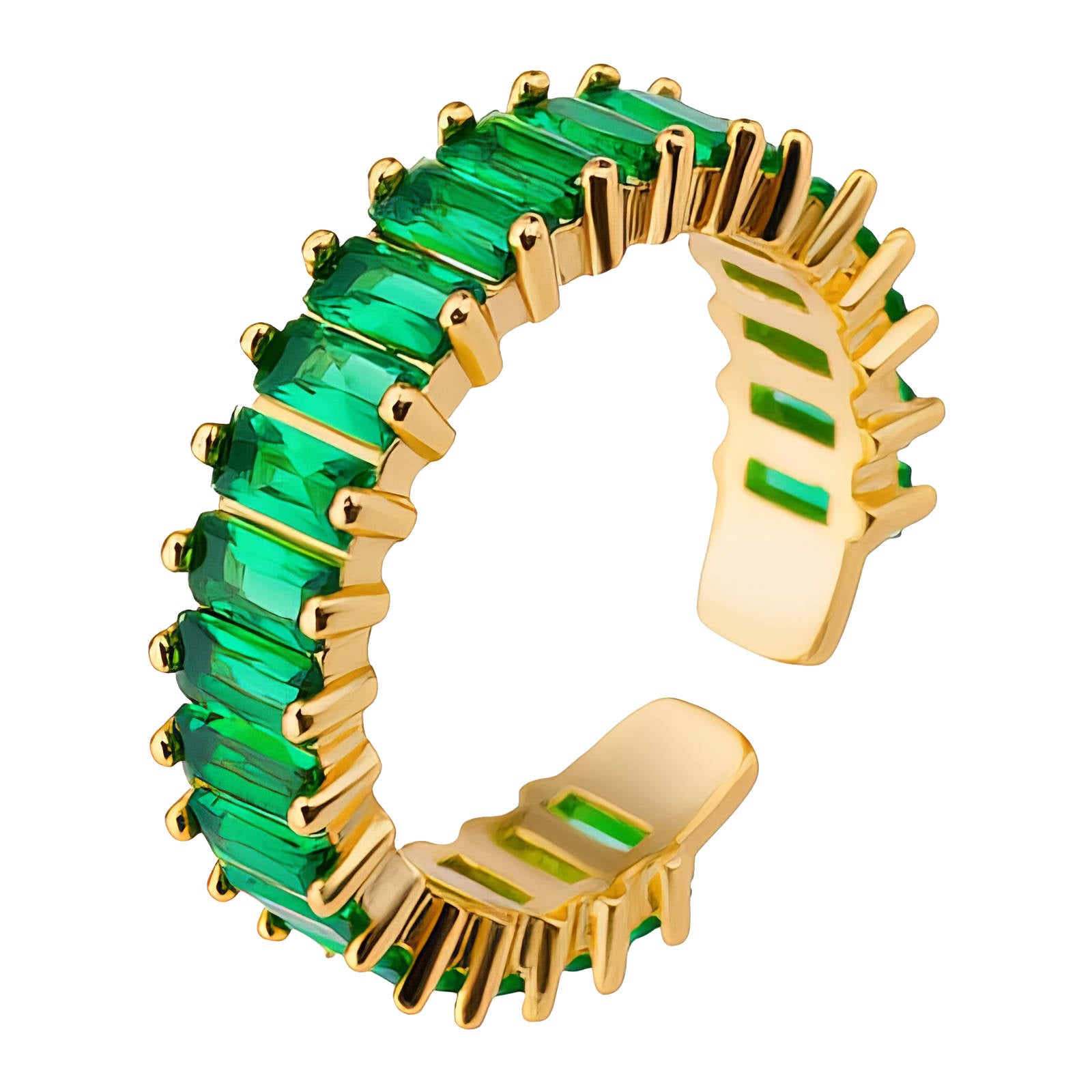 Adjustable 18K Gold Plated Green CZ Ring