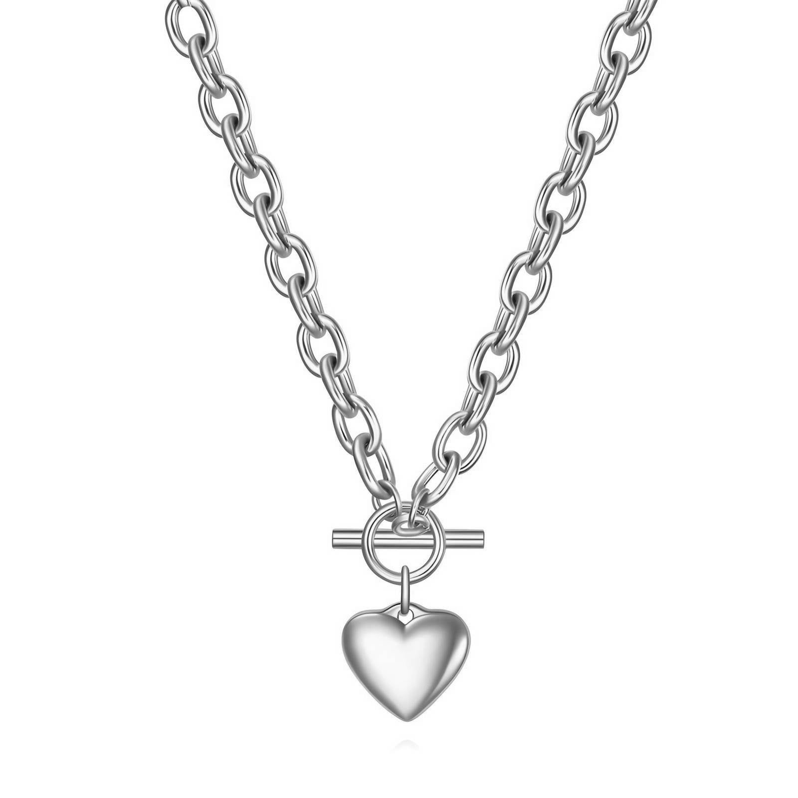 Heart Toggle Style stainless Steel Necklace