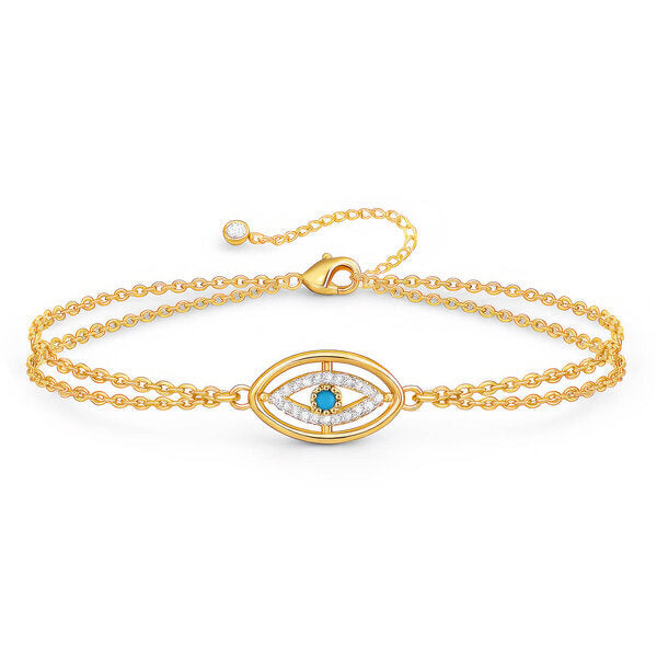 Evil Eye and CZ Bracelet in 18k Plated Gold