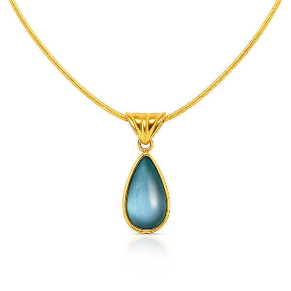 Blue Tear drop Necklace in 18K Gold Plated