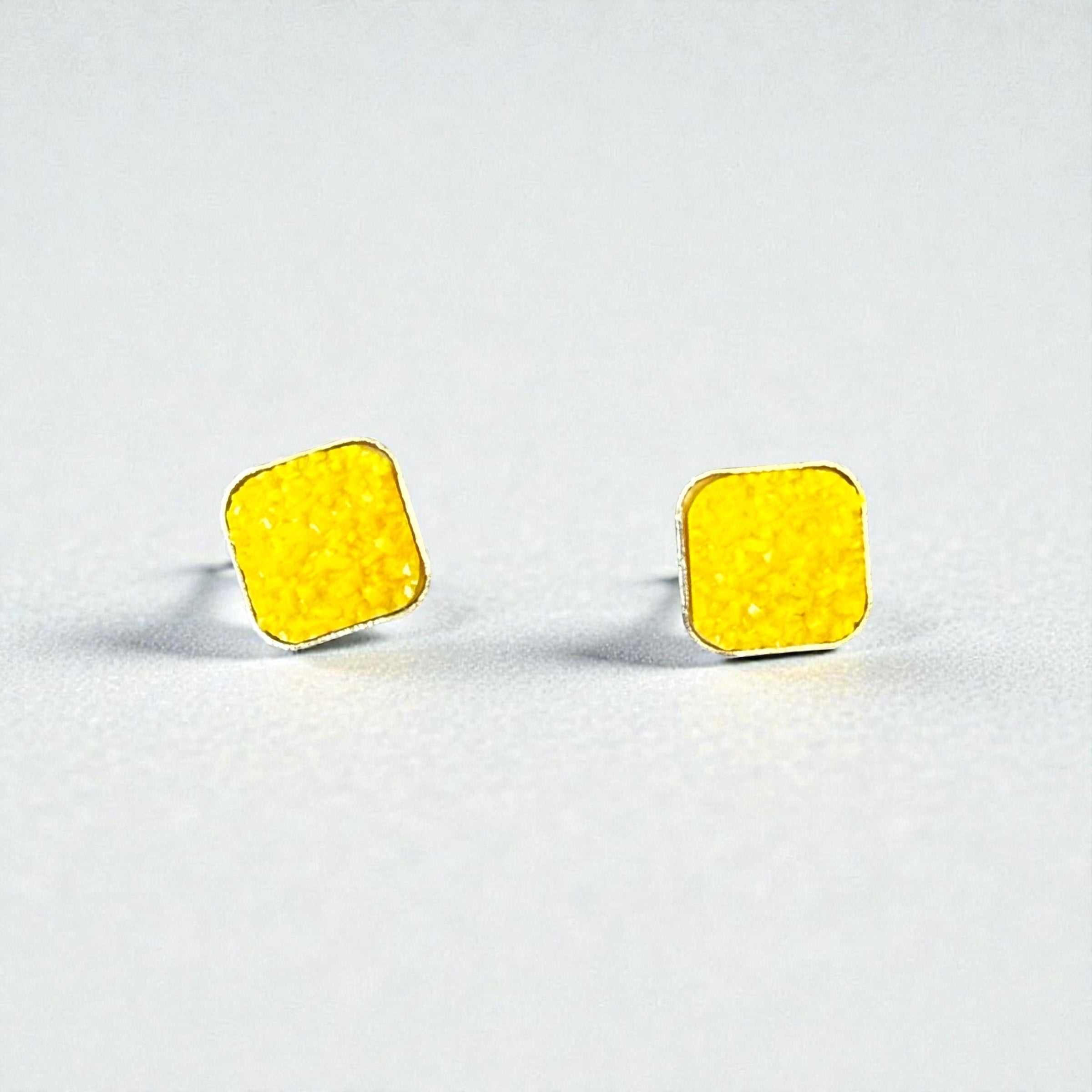 Sterling Silver Yellow Druzy Stone Earrings