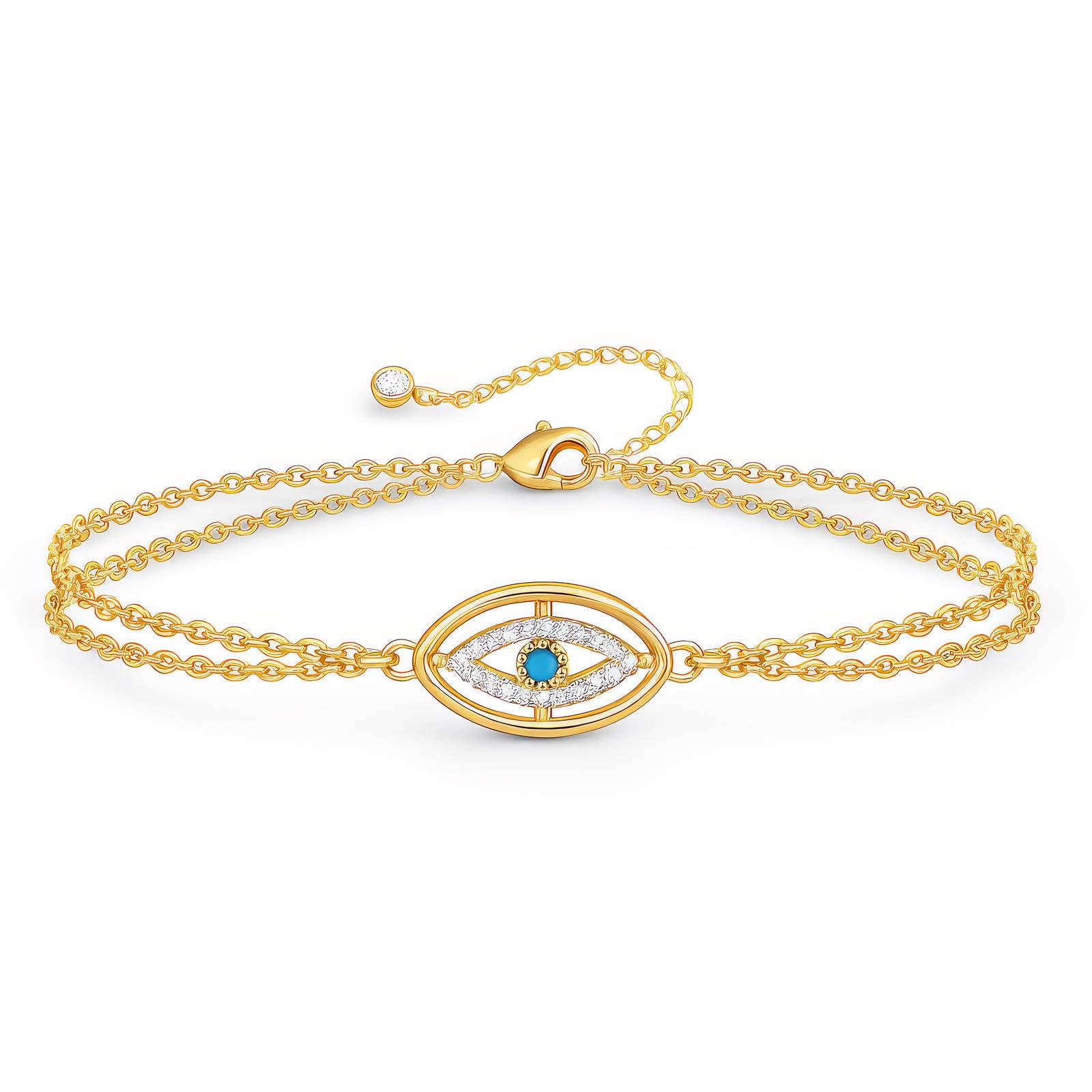 Evil Eye CZ Bracelet in 18K Gold