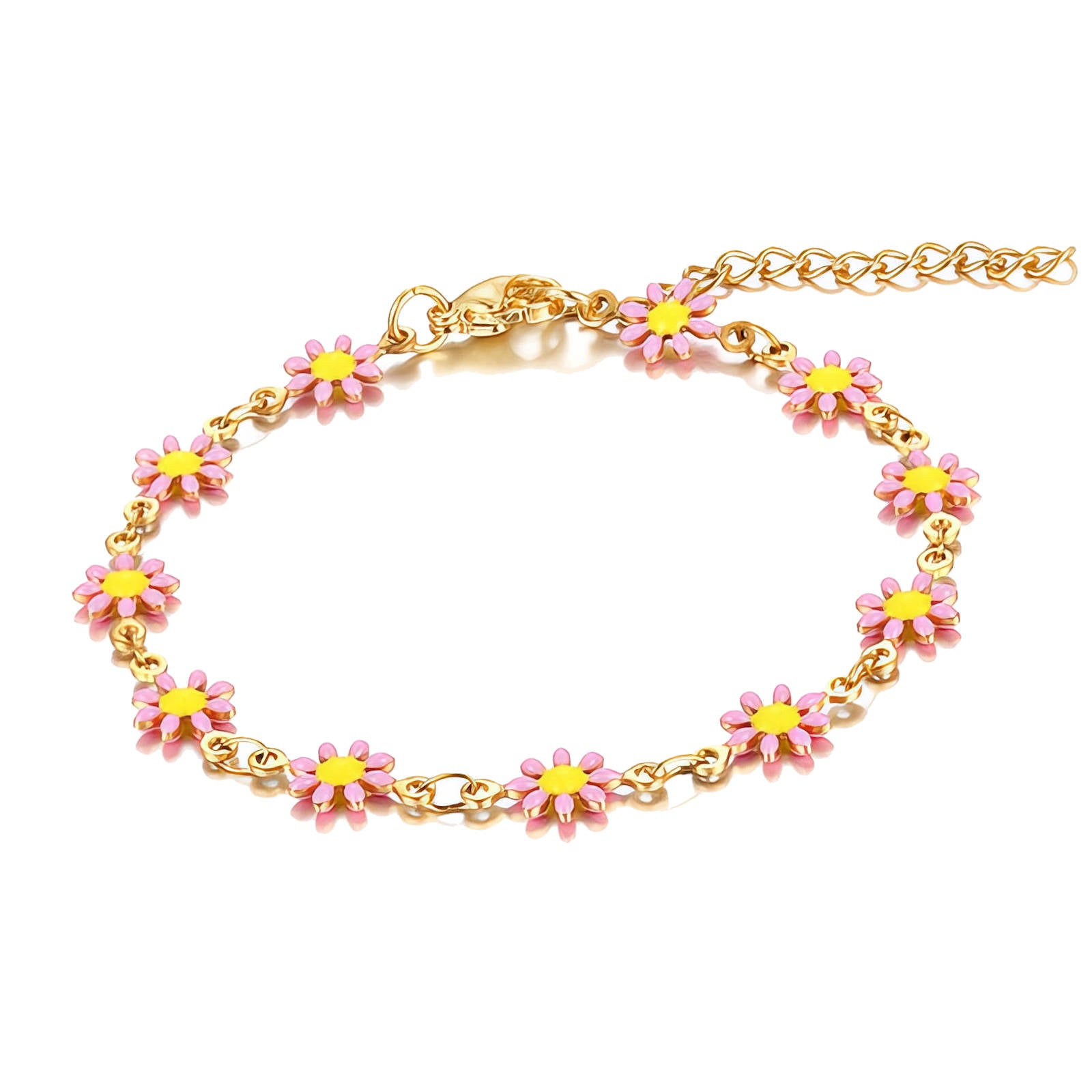 Pink Flower Meadows Bracelet in 18K Gold plated