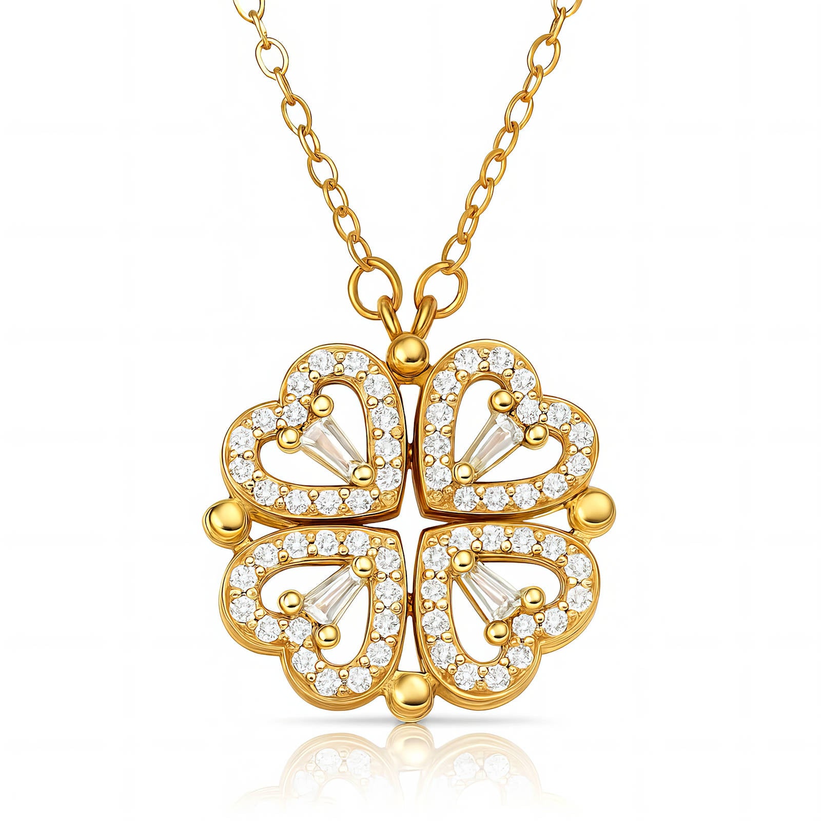 Lucky 4-Leaf Clover Necklace in 18k Gold Plated