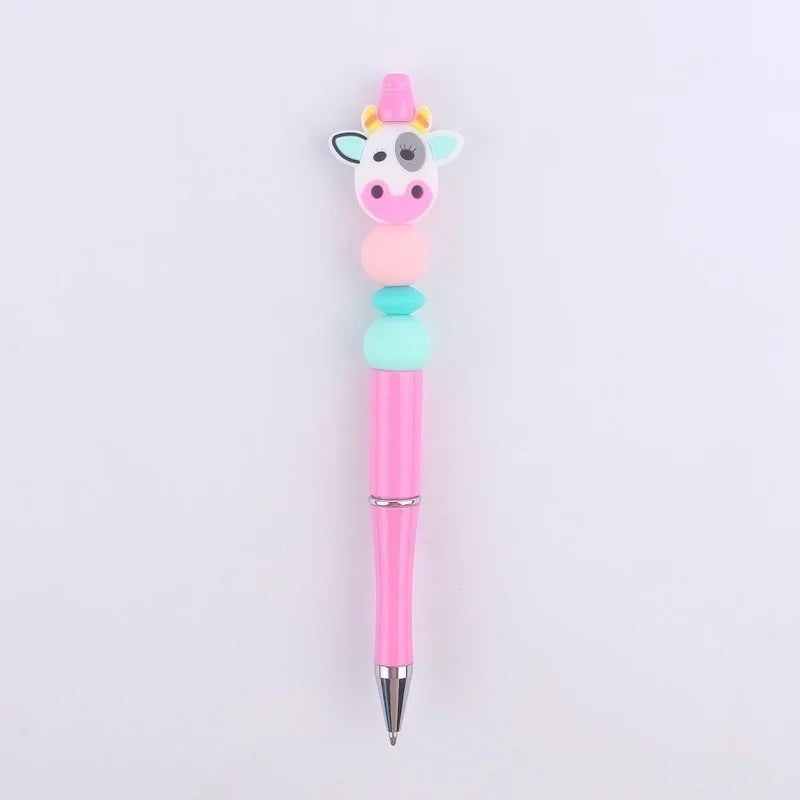 Pink and Teal Cow Silicone Pen
