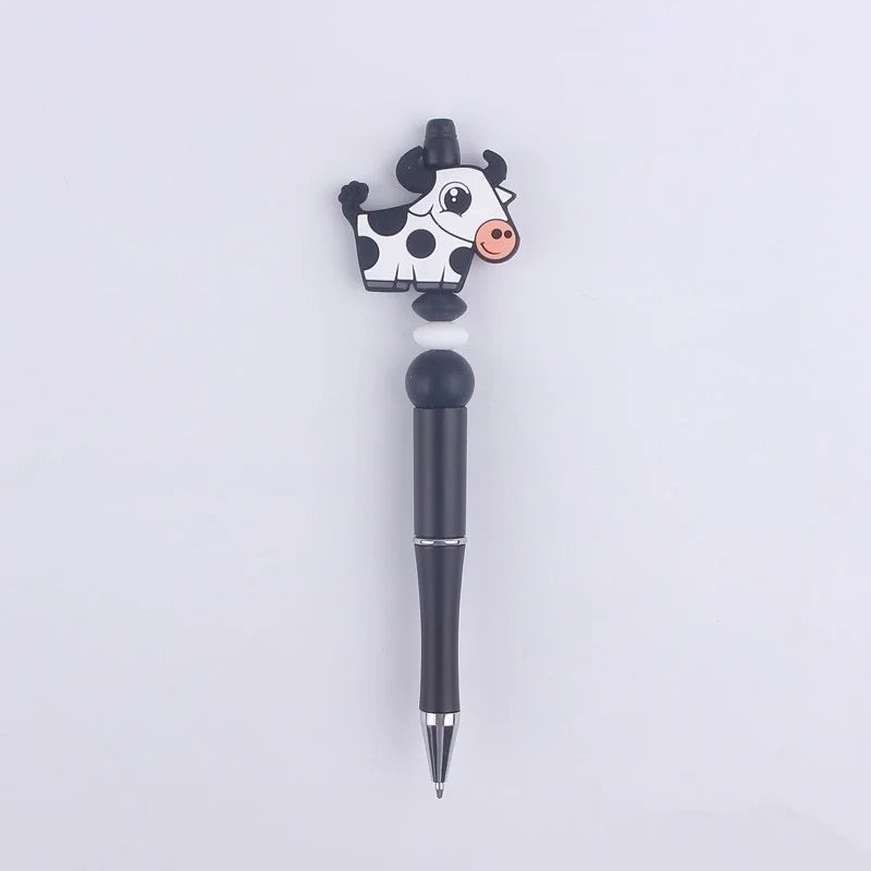 Black and White Spotted Cow Silicone Pen