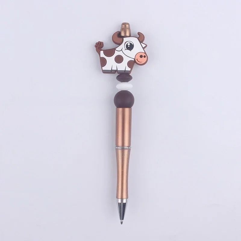 Brown and White Spotted Cow Silicone Pen