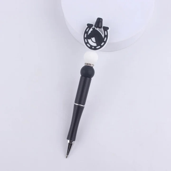 Black and white Horse Silicon beaded Pen