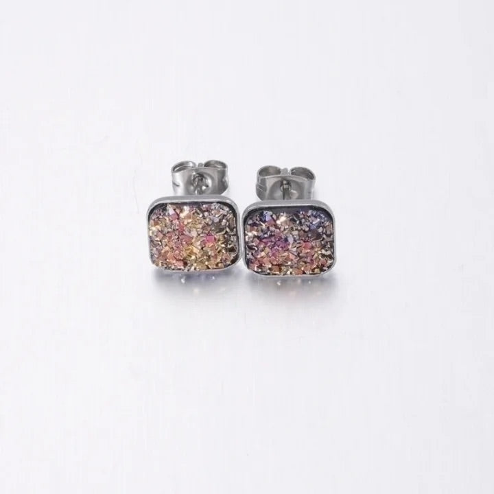 Multi-Colored Druzy Stone Earrings