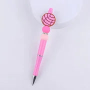 Pink Basketball Silicon Beaded Pen