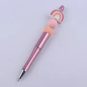 Pink Rainbow Silicon beaded Pen