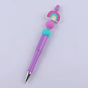 Purple And Teal Rainbow Silicon Beaded Pen