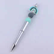 Silver And Teal Rainbow Silicon Beaded Pen